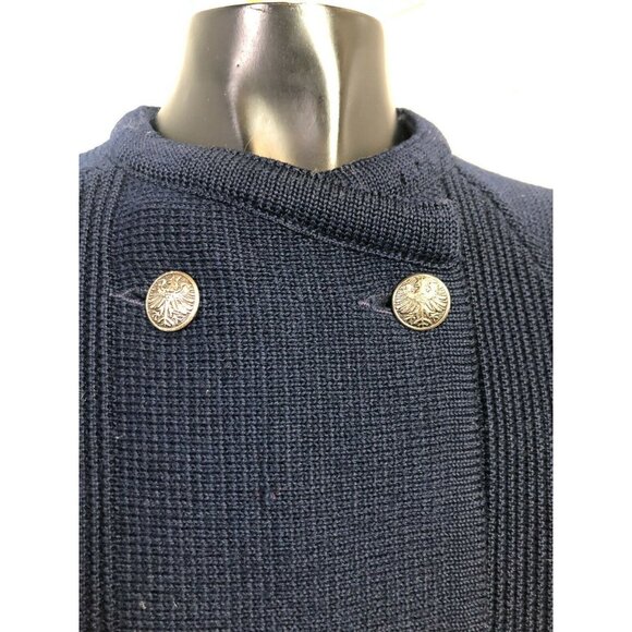 By Demetre Vintage Women's Navy 100% Wool Double Button Cardigan Sweater S - Picture 2 of 4